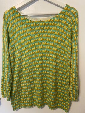 Talbots button-back pears print sweater cottagecore springtime Size M